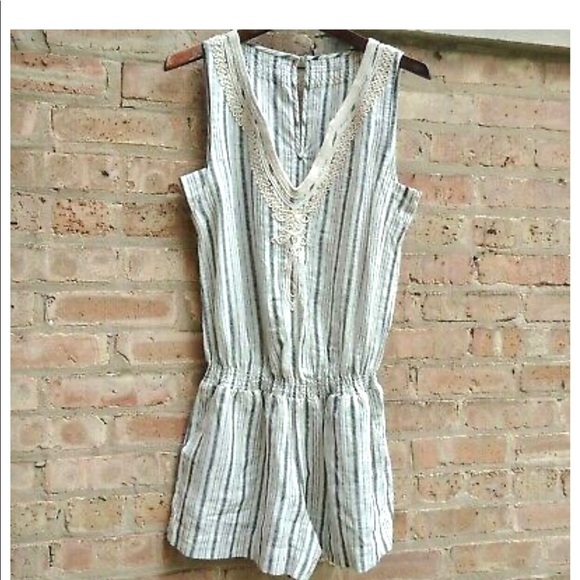Twelfth Street Cynthia Vincent Linen Romper Stripe - Picture 2 of 9